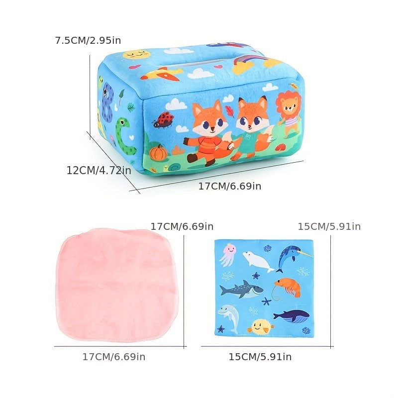 Baby Toy Soft Tissue Box Interactive Learning Toy for Kids Finger Strengthening