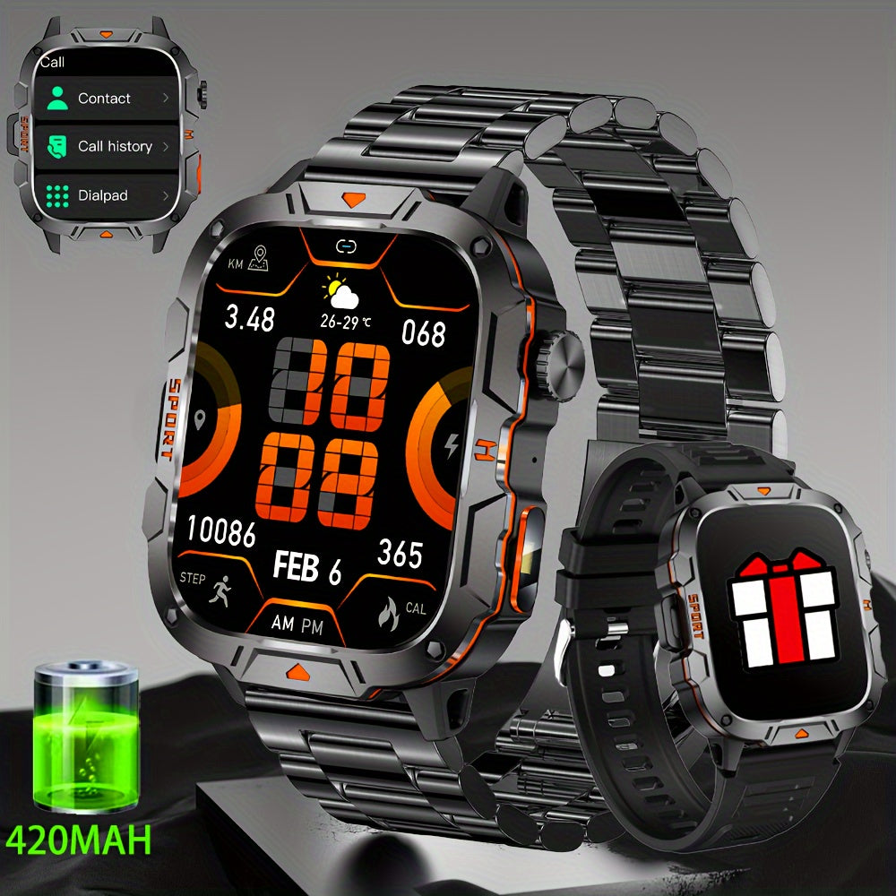 Men's Smart Watch 1.96 Inch HD Screen Waterproof IP68 Fitness Tracker with Wireless Calling and Long Battery