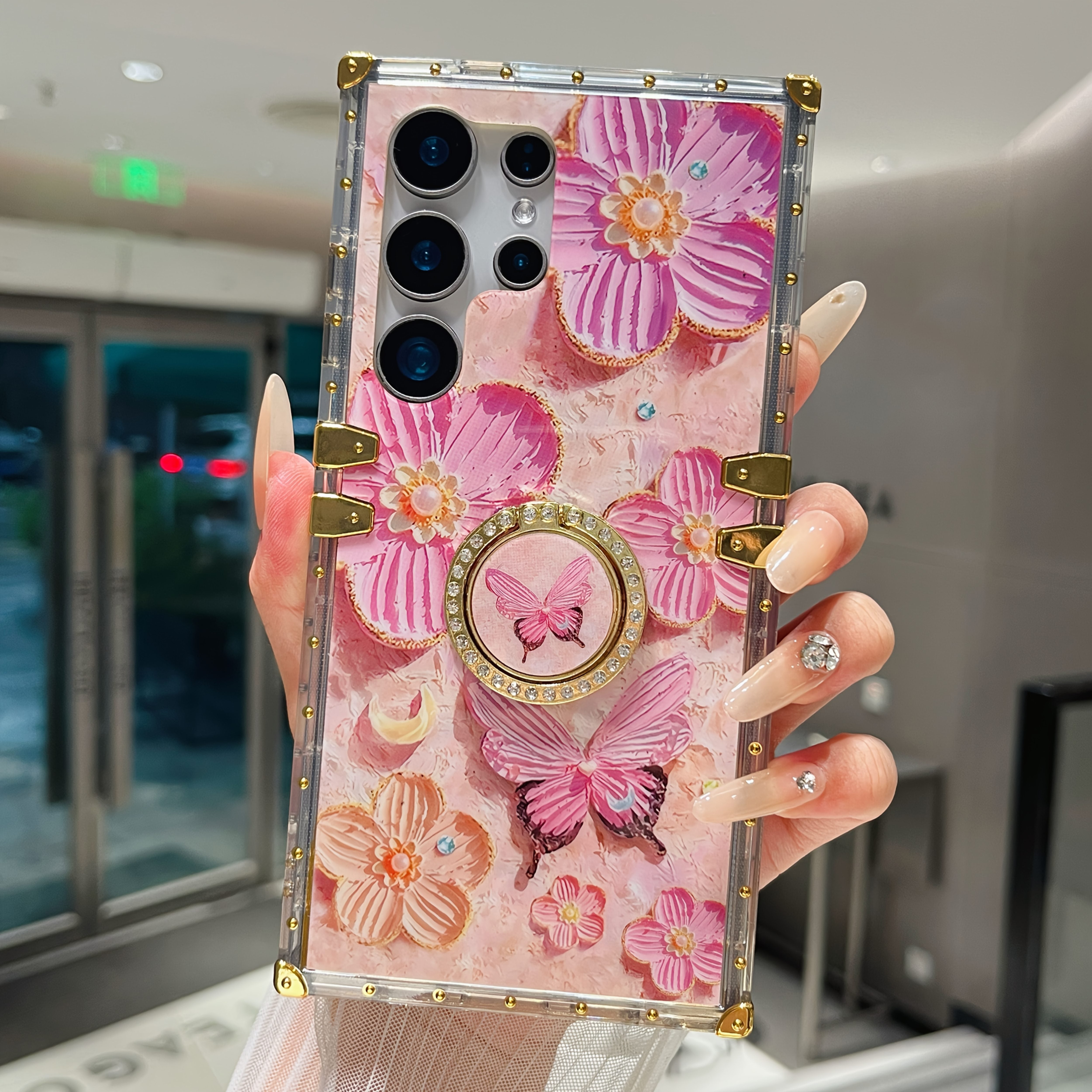 Vintage Oil Painting Flower TPU Phone Case with Ring Bracket for Samsung Galaxy S25 Ultra S24 Ultra S23 Ultra S22 Ultra S25 Plus S24 Plus S23 Plus S22 Plus S25 S24 S23 S22