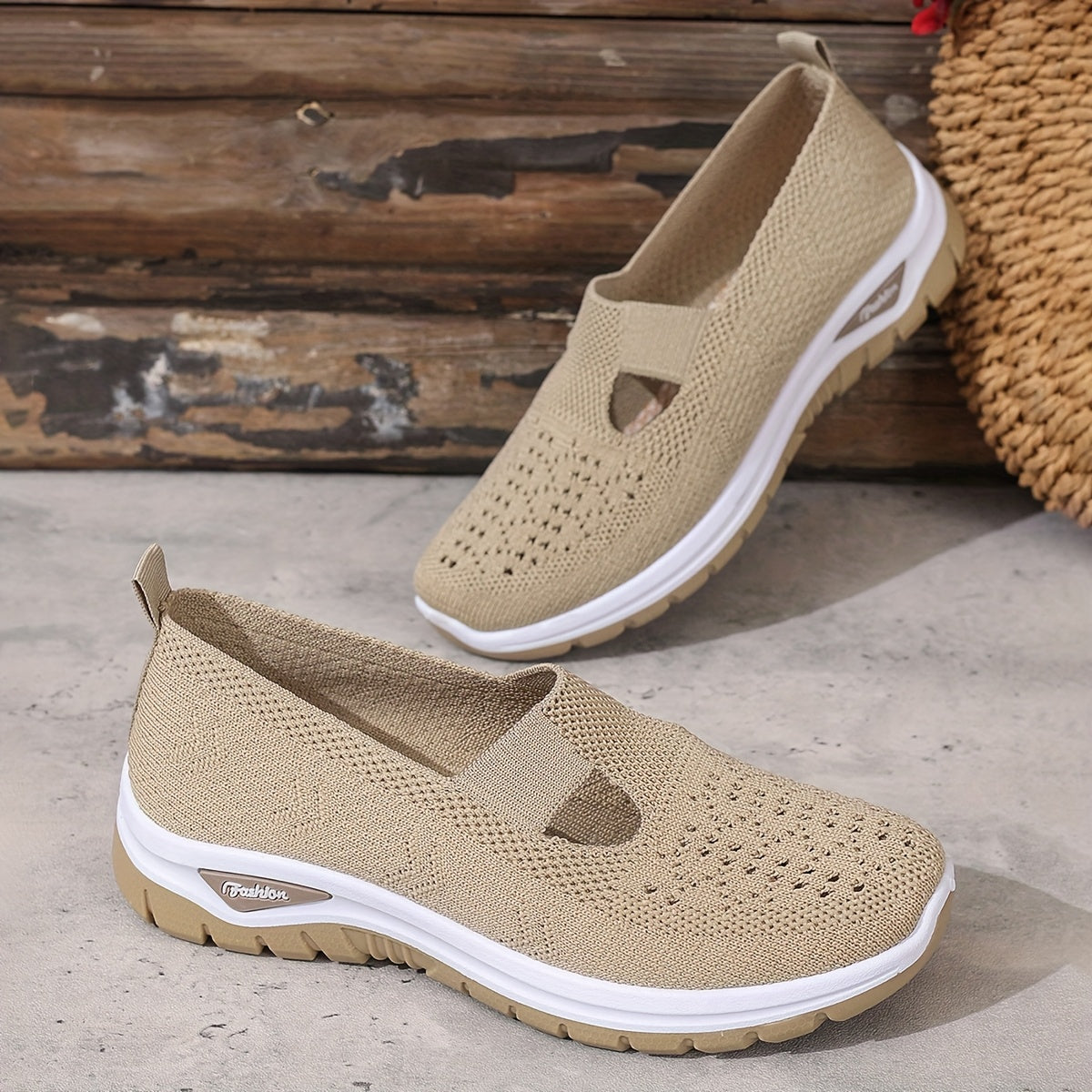 Women’s Casual Slip-On Sneakers Breathable Fabric Summer Beach Shoes