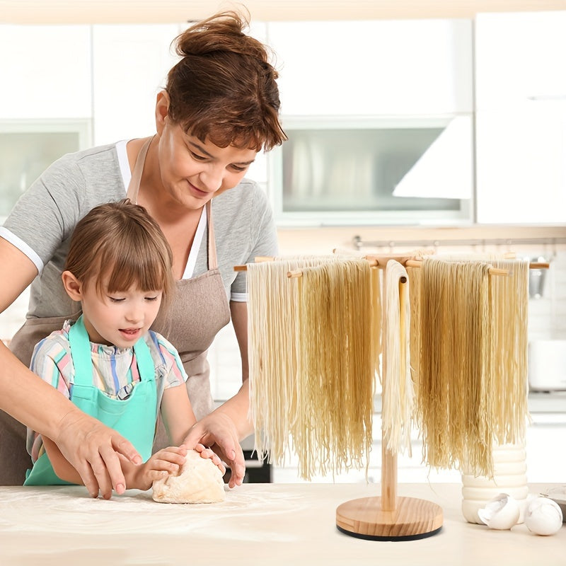 Drevesinli Makaron Quruq Rack - Aylanuvchi Dizayn, Tabiiy Qoplama, Oshxona va Restoran Makaron Tayyorlash Uchun Ideal