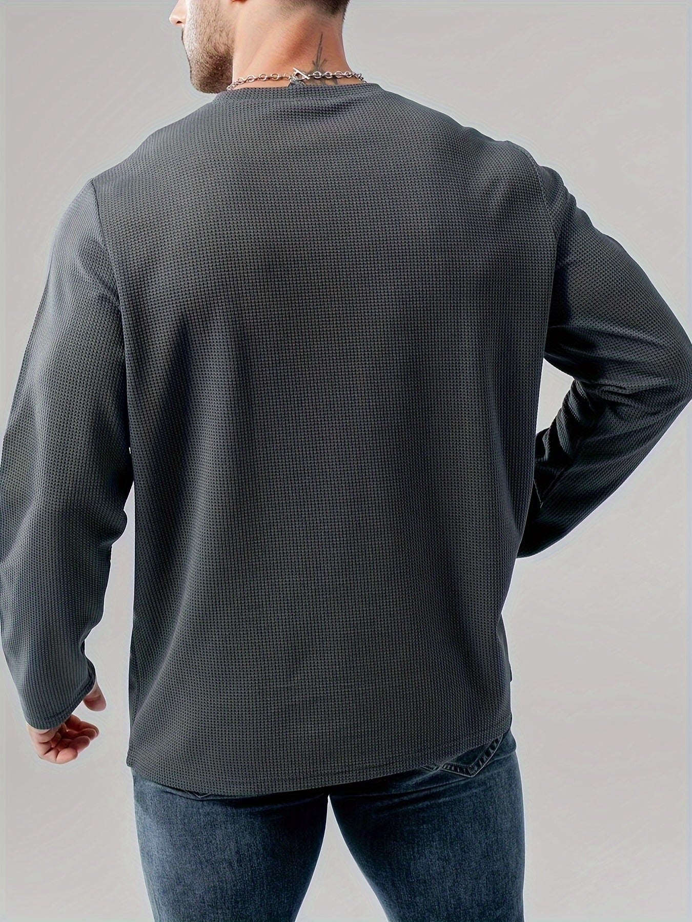 Erkaklar uchun Katta O'lchamdagi Termal Trikotaj Pullover - Erkin Fit Yuqori Bo'yin