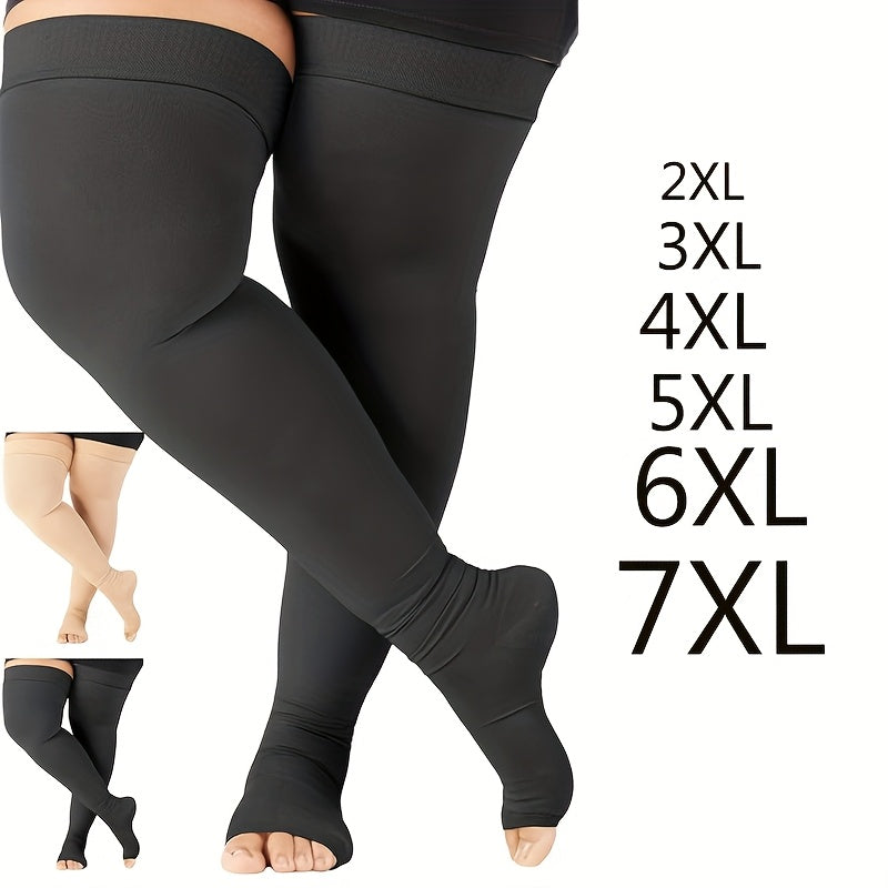 Unisex Graduated Thigh High Compression Stockings 20-30mmHg Nylon Spandex Over-the-Knee