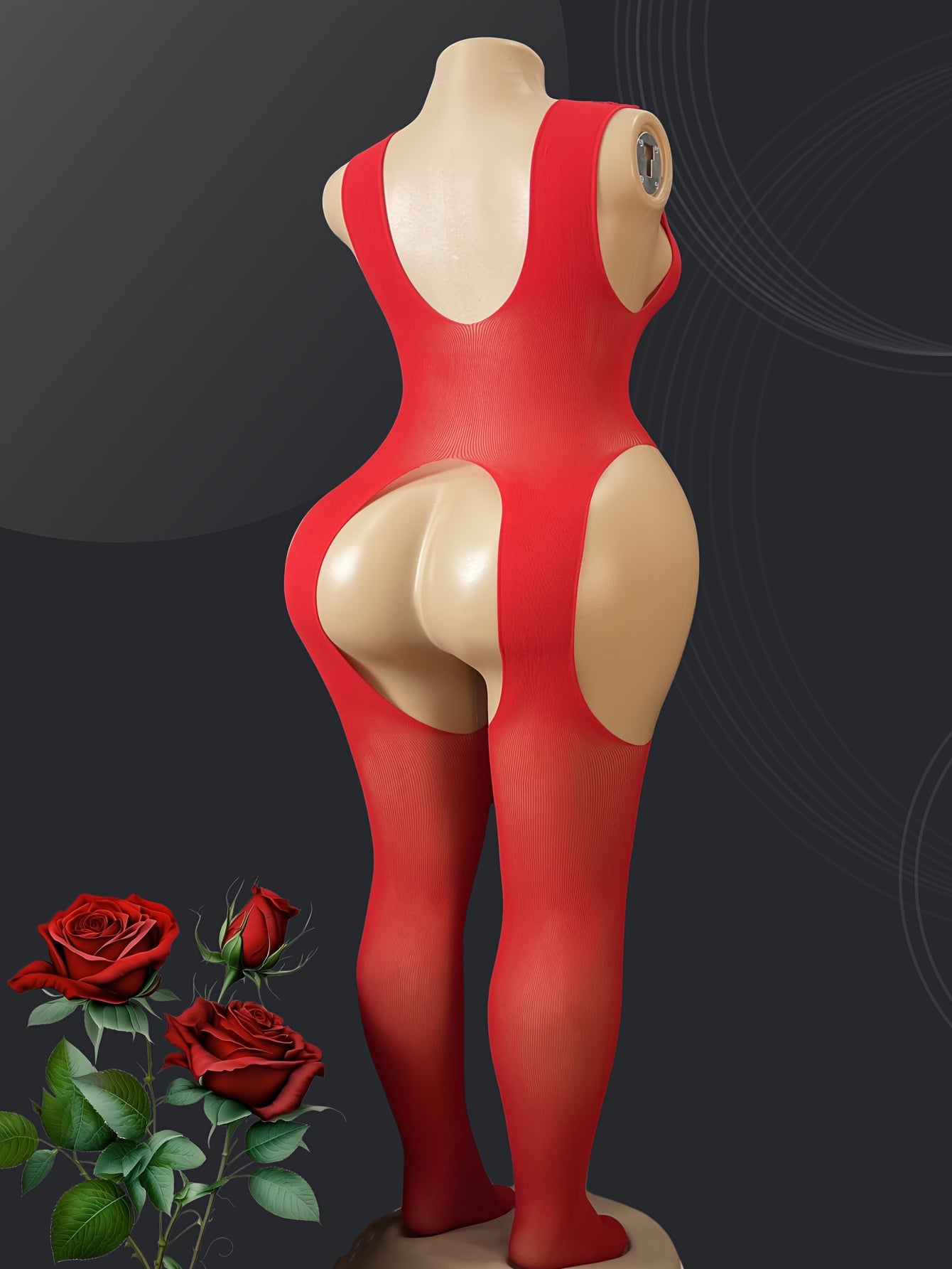 Women's Mesh Bodysuit Open Crotch Semi-Transparent Large Size Tights