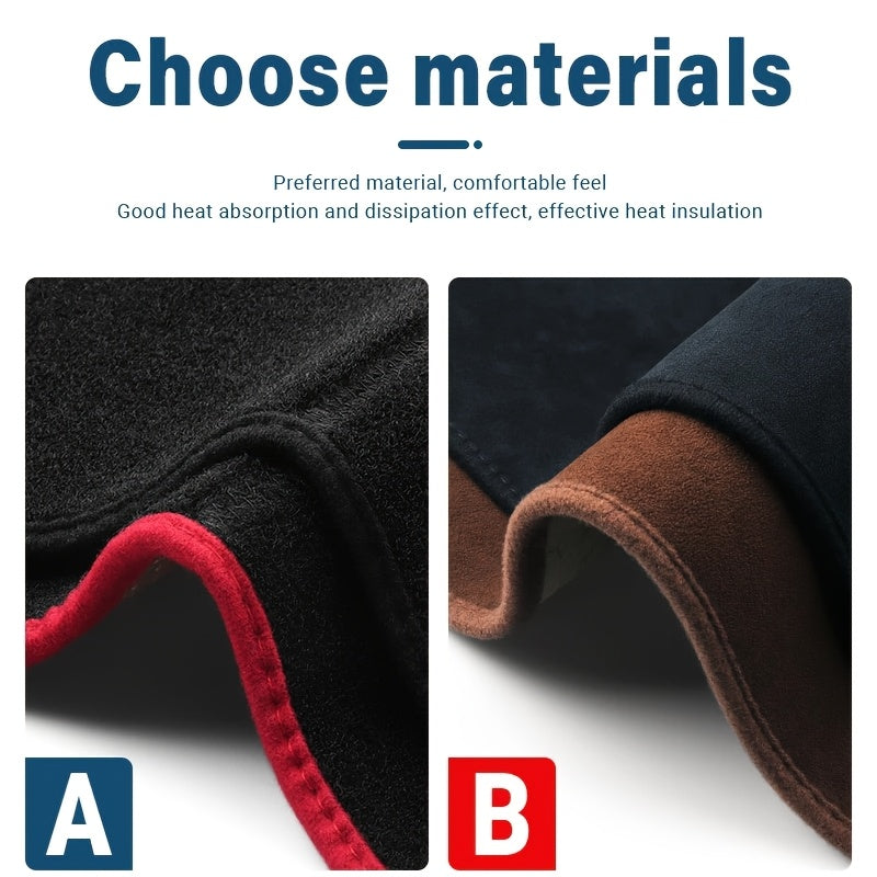 Dashboard Cover for Car - Polyester, UV Protection, Non-Slip, Black with Red Stitching