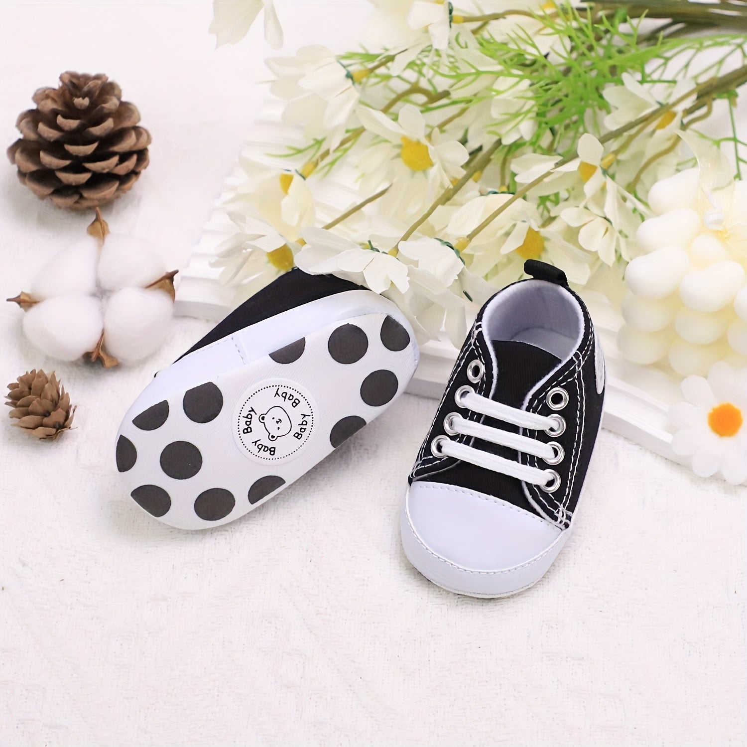 Baby Boys Canvas Sneakers Low Top Spring Fall Casual Non-Slip Lightweight Shoes