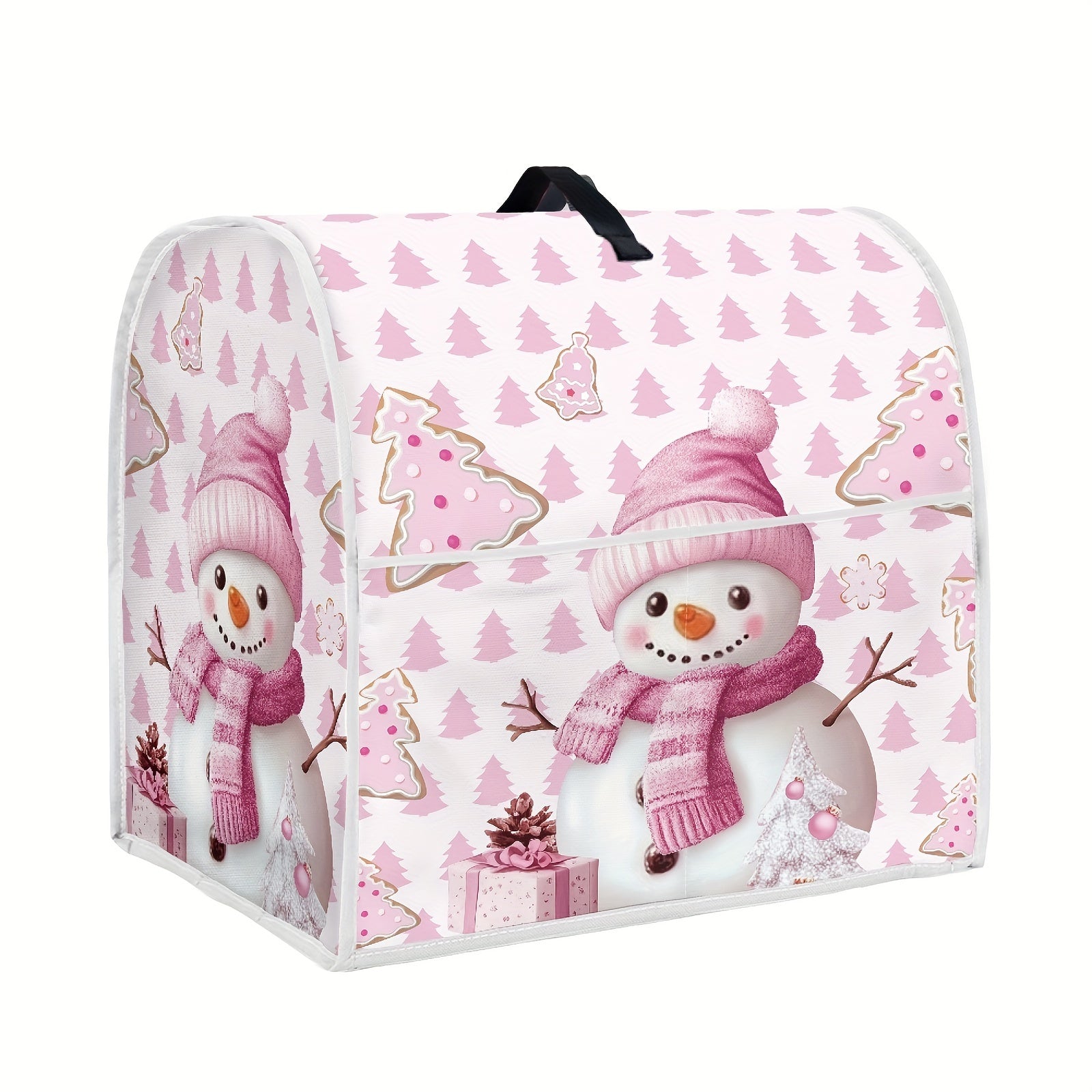 Christmas Snowman Print Stand Mixer Cover Dustproof Kitchen Accessory with Front Pocket