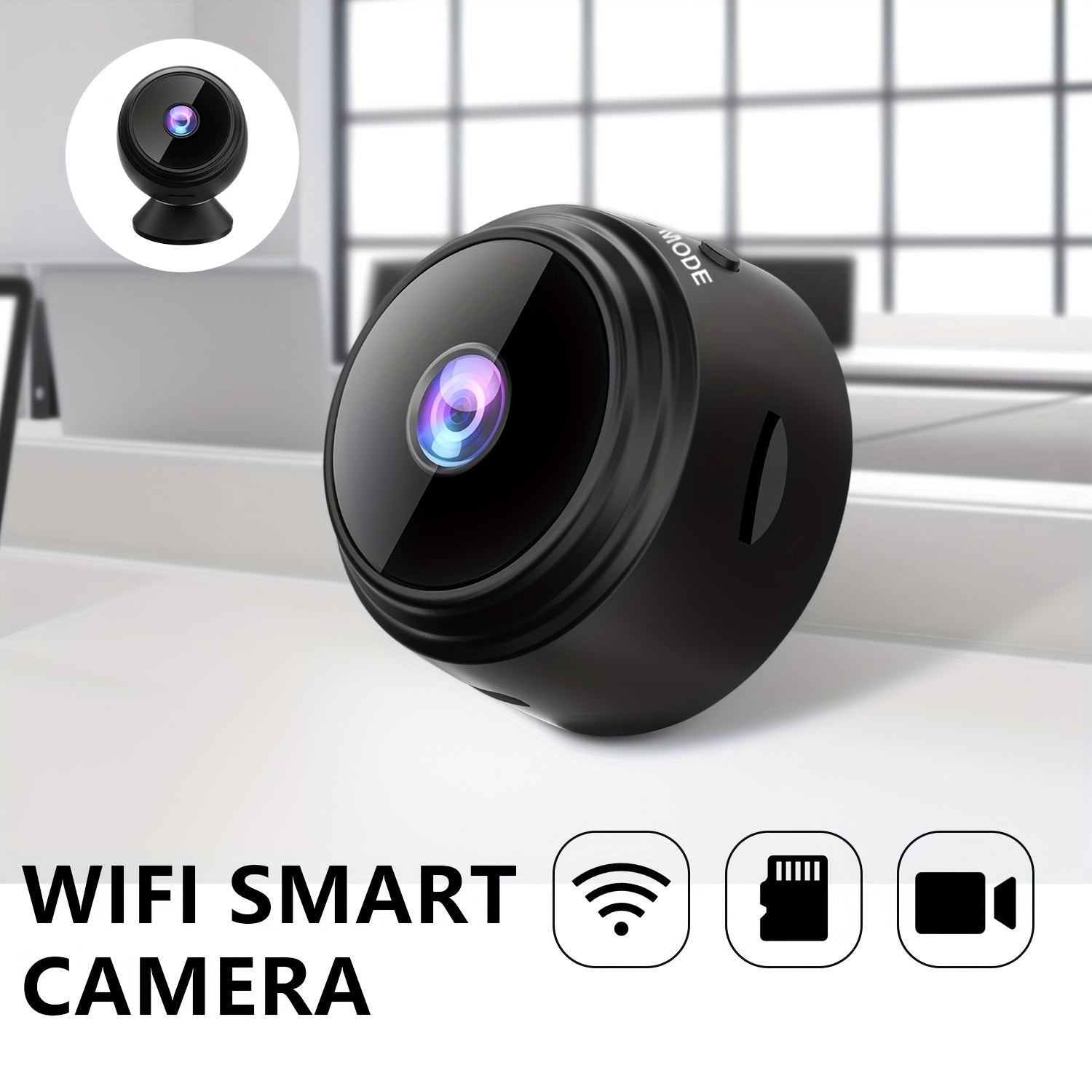 Wireless Indoor Outdoor Security Camera with Magnetic Base 2.4GHz WiFi Rechargeable Battery TF Card Slot