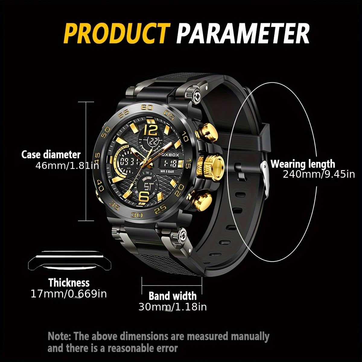 Men's Digital Sports Watch Waterproof 50M Luminous Silicone Wristband