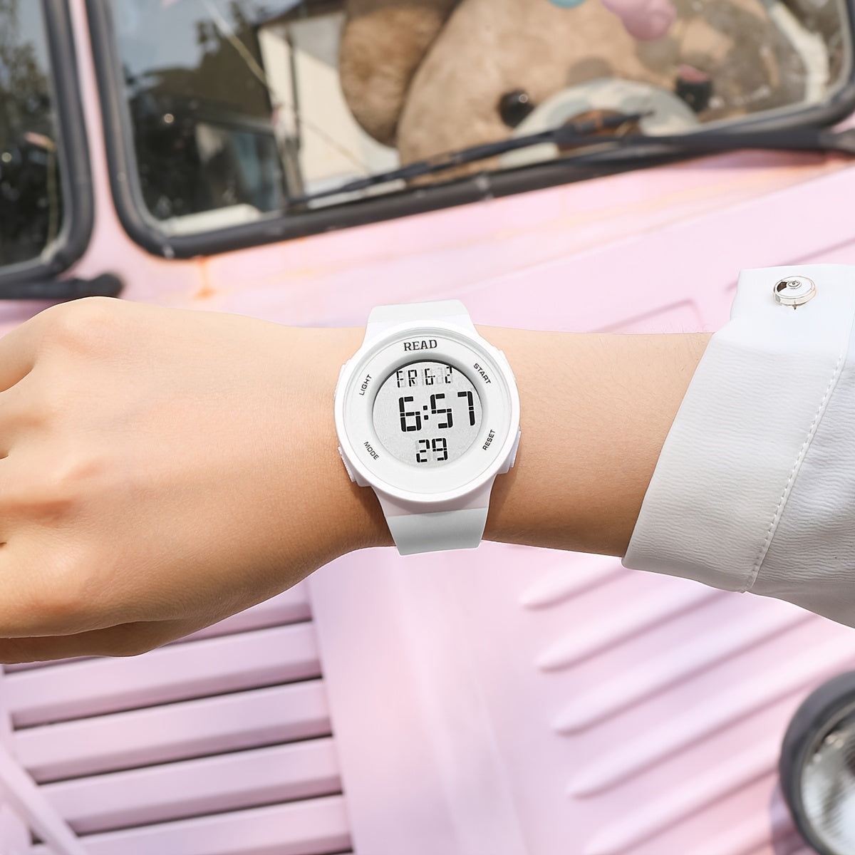 Unisex Modern Wrist Watch with LED Display Stainless Steel Case and Band