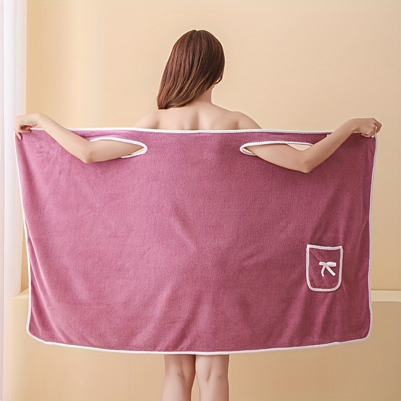 Women's Bath Towel with Pocket Absorbent and Adjustable for Bathroom and Home