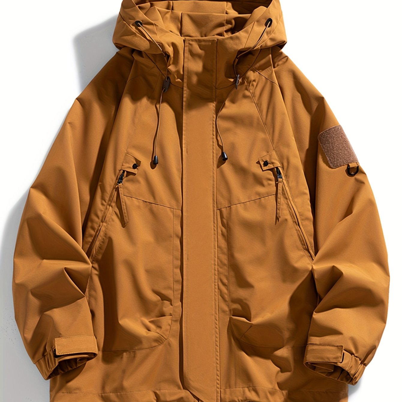 Erkaklar uchun mustahkam sport kurtkasi, fermuarlı cho'ntaklar bilan, bahor/kovak uchun tasodifiy nafas oladigan kapüşonli kurtka.