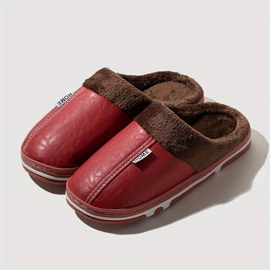 Мужские уютные домашние тапочки с противоскользящей подошвой, пушистая подкладка, для ношения в помещении, осень-зима