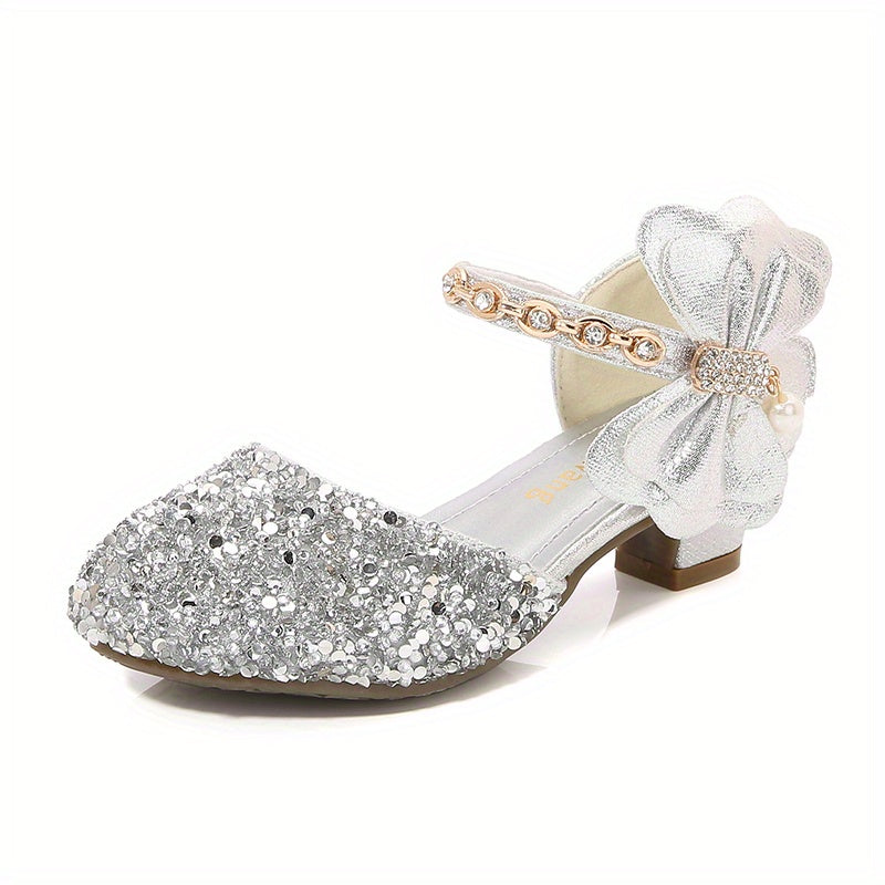 Children's Crystal Sandals for Girls Princess Design Spring Summer Breathable Glitter Round Toe Low Top