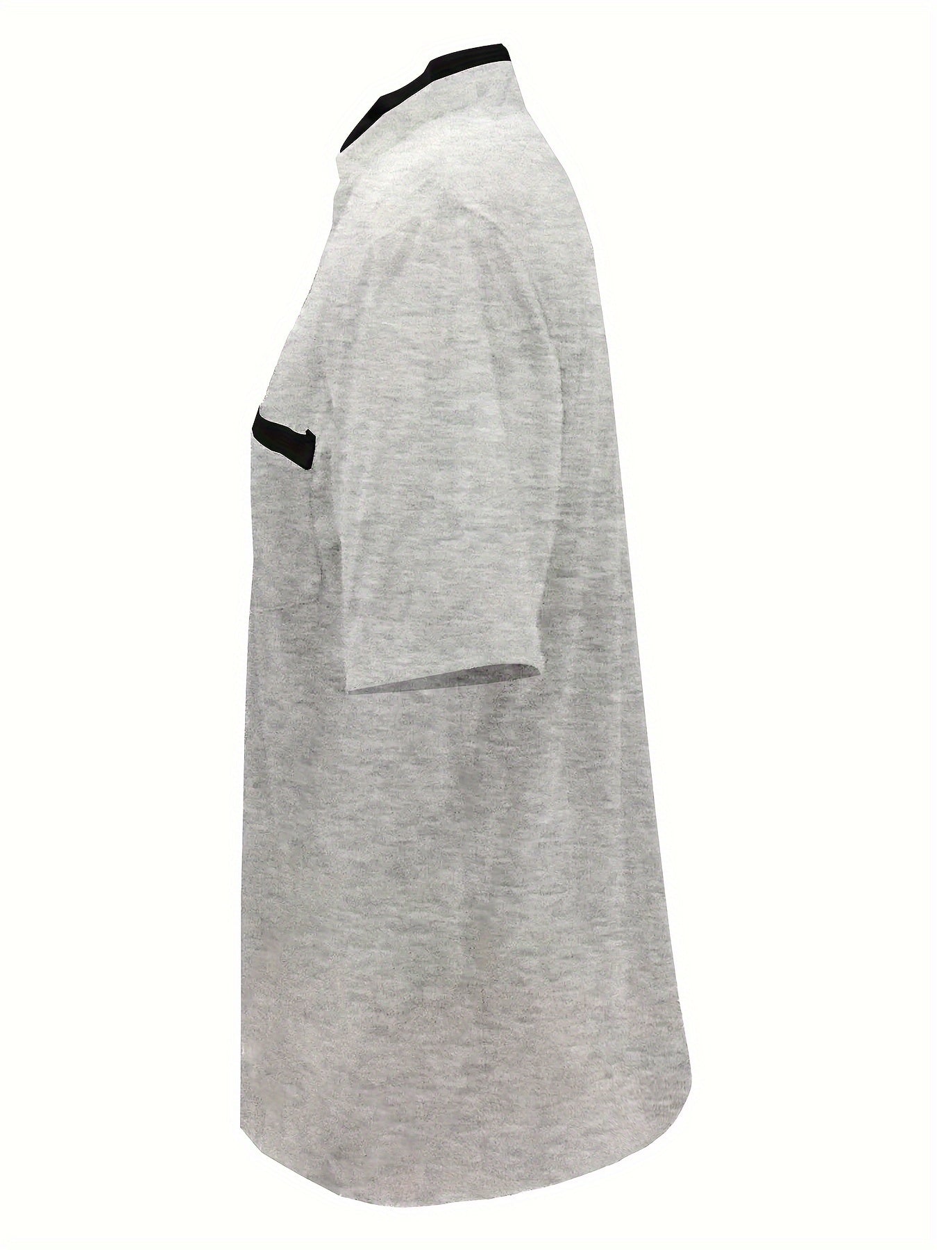 Erkaklar uchun klassik ko'k V-shaklidagi Henley ko'ylagi, ko'krak cho'ntagi bilan, polyester aralashmasidan tayyorlangan, yozgi norasmiy yoki ish kiyimlari uchun ideal, KATTA O'LCHAM, qisqa yeng, oddiy kesim