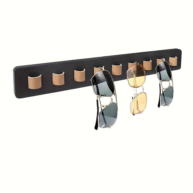 Wall-Mounted Glasses Storage Rack Wooden Display Organizer for Up to 9 Glasses