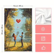 Ultra-Soft Kitchen Towels Absorbent Dish Towels with Park Couple Playing Badminton
