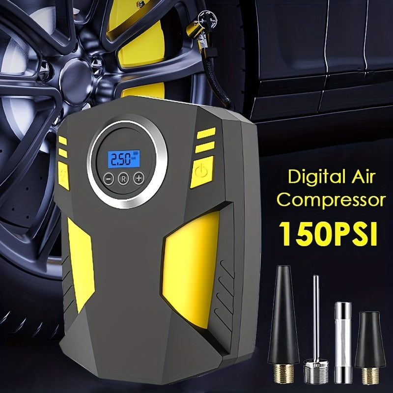 Portable 12V Car Tire Inflator with Digital Display and Multi-Function