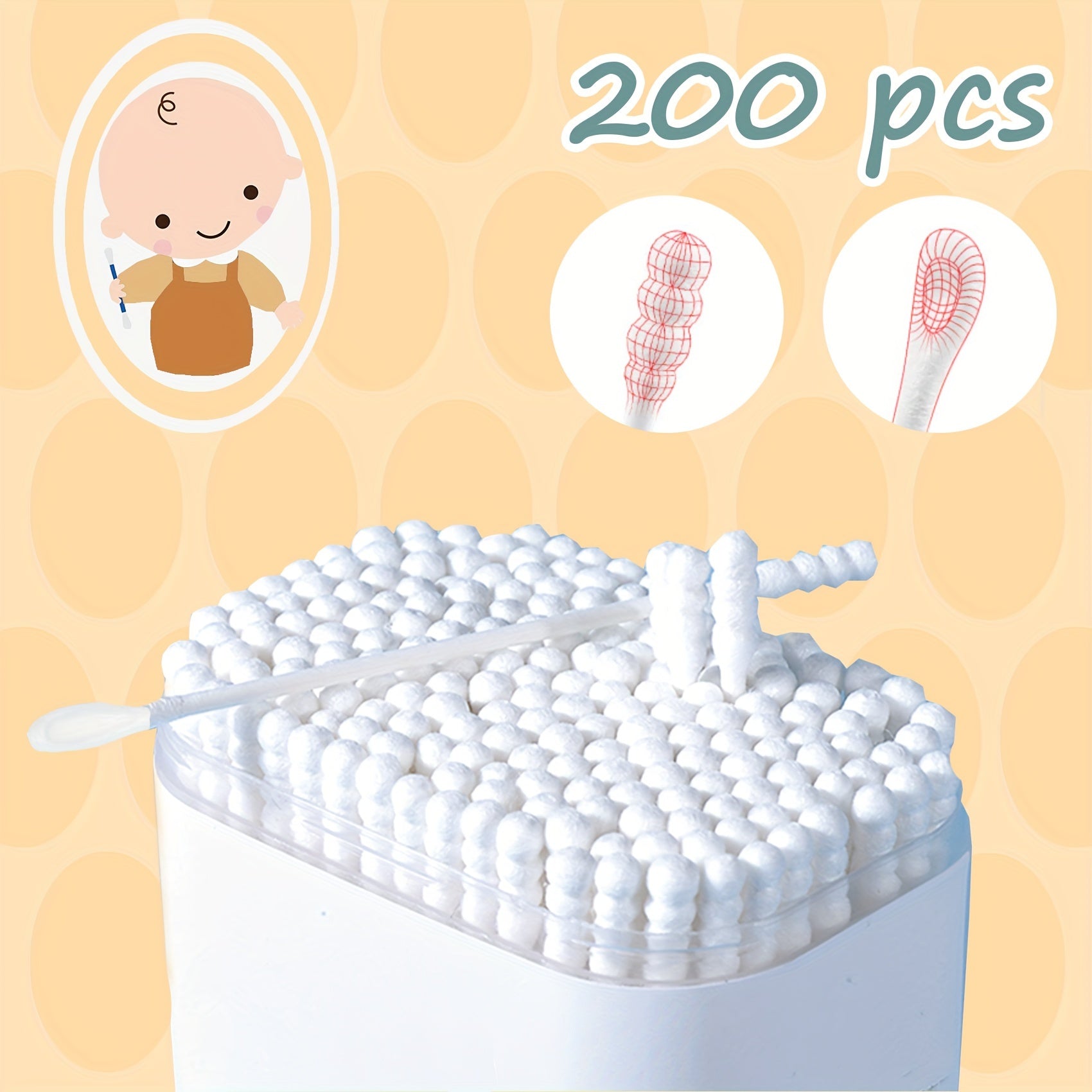 200-Piece Cotton Swabs Set for Ear and Nose Cleaning Ideal Gift for Holidays