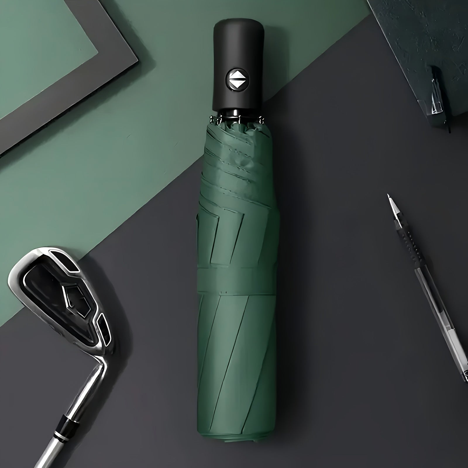 Automatic Eight-Bone Windproof Rain-Resistant Umbrella for Executives in Navy Blue Black Red Dark Green