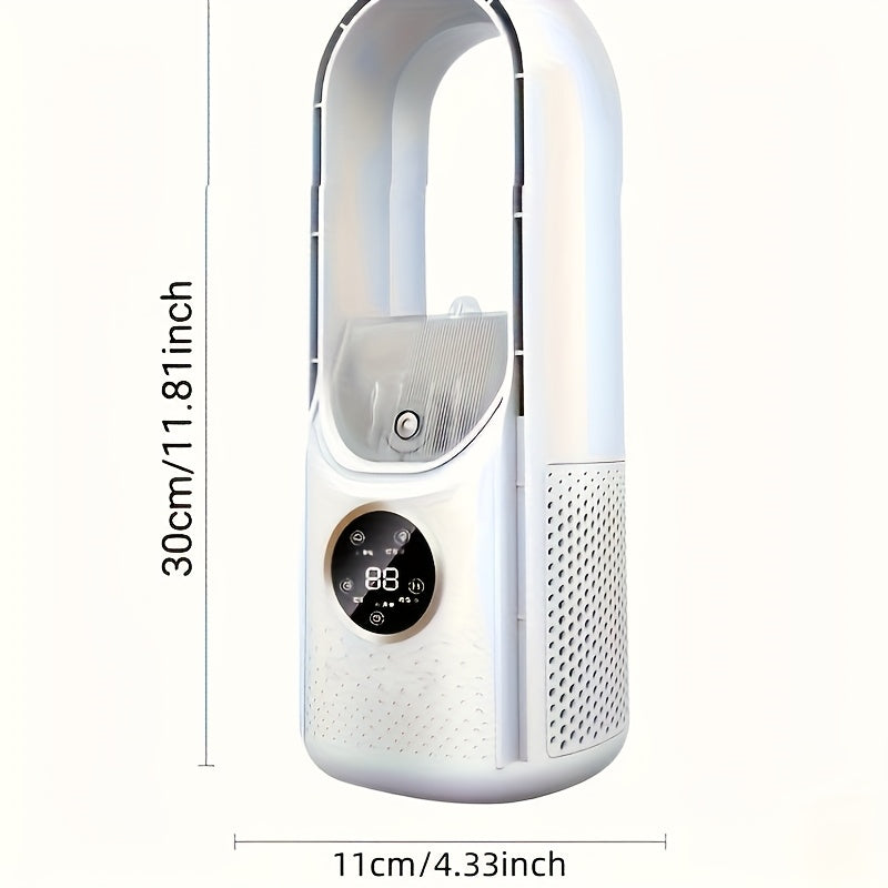 Quiet USB Desktop Cooler Fan with Night Light, 6-Speed Bladeless Air Conditioner Humidifier Purifier