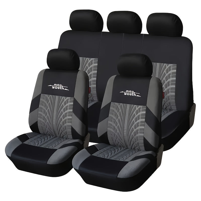 Universal Car Seat Covers for 5 Seats with Printed Letter Design Polyester Fit Most Vehicles