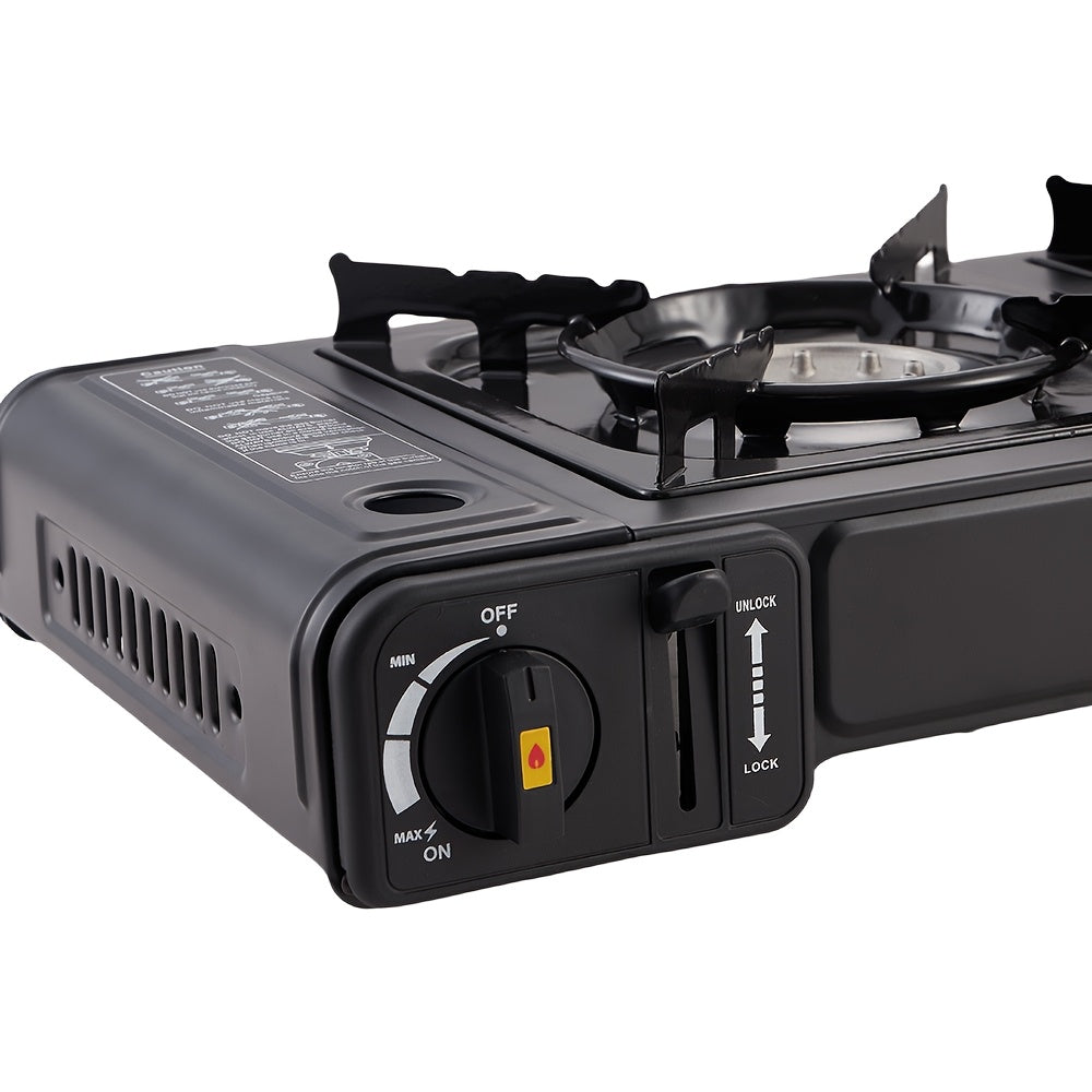 1 dona portativ kamping dual-bosh gaz pechka, sozlanadigan yong'ich bilan, 4600W quvvat, uy oshxona BBQ tashqi piknik barbekyu uchun