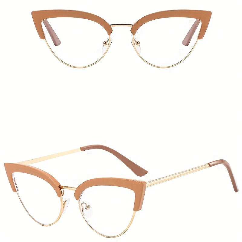 Leopard Print Cat Eye Glasses Women Clear Lenses Fashion Spectacles for Computer and Party