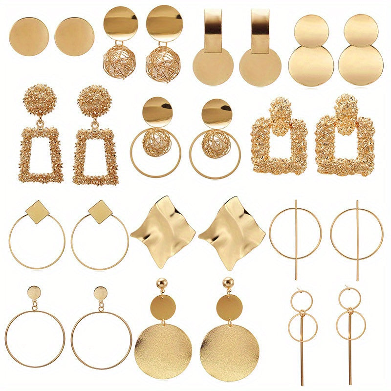 Set of 5 Bohemian Style Drop Earrings in Various Shapes Minimalist Alloy Jewelry for Women
