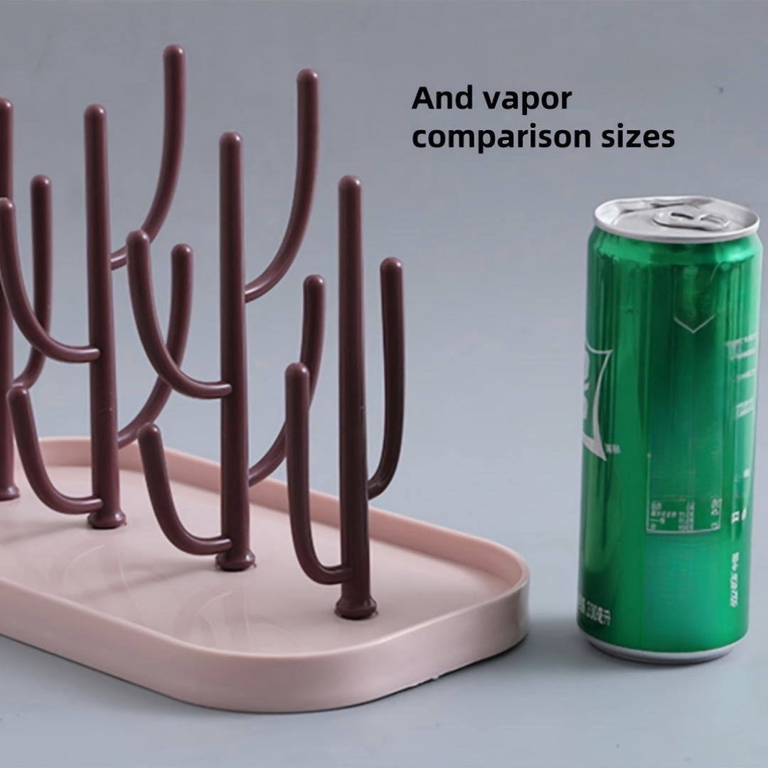 Gray Tree-Shaped Bottle Drying Rack with Large Concave Base