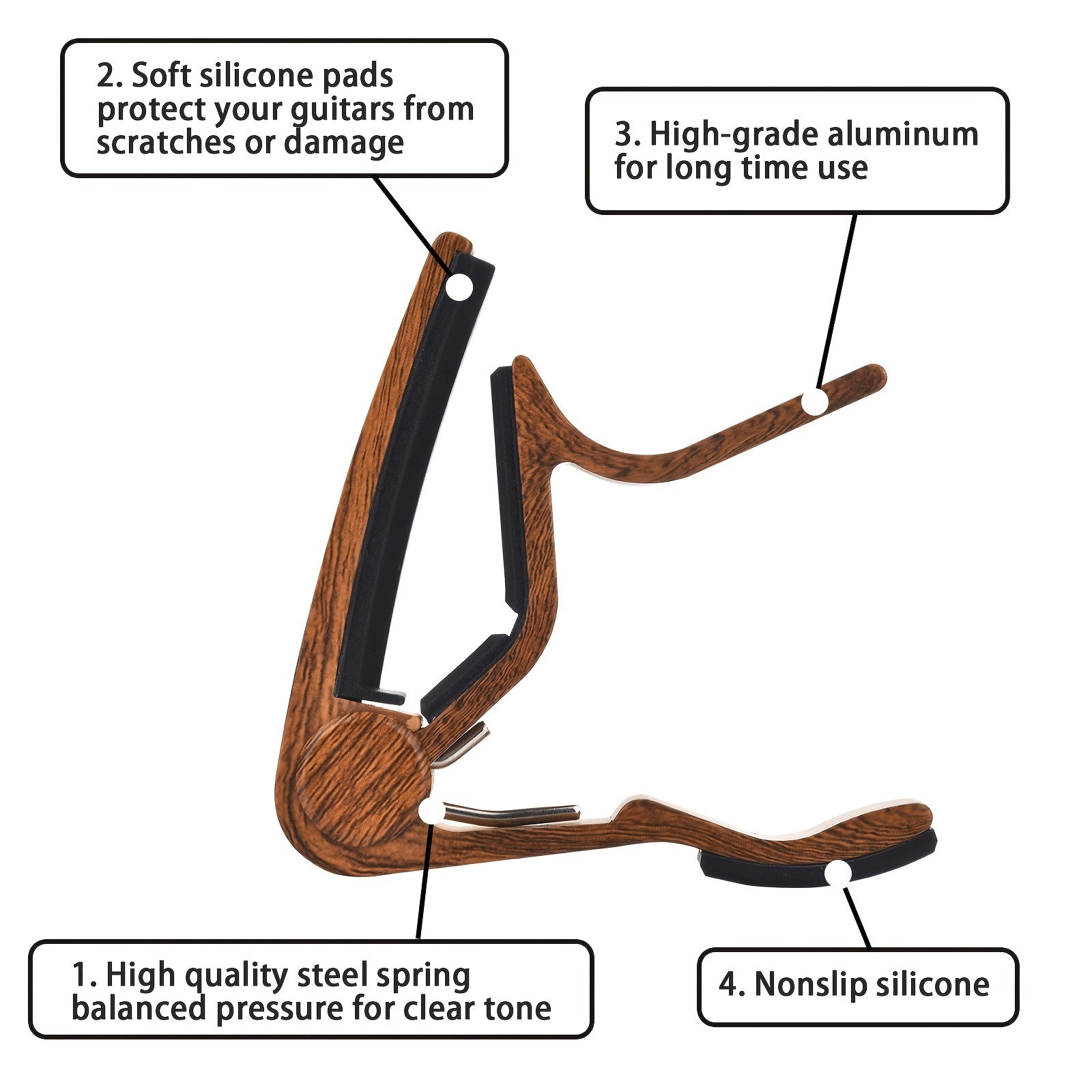 Set of 2 Guitar Capos for Acoustic Electric Bass Guitars Black Rosewood