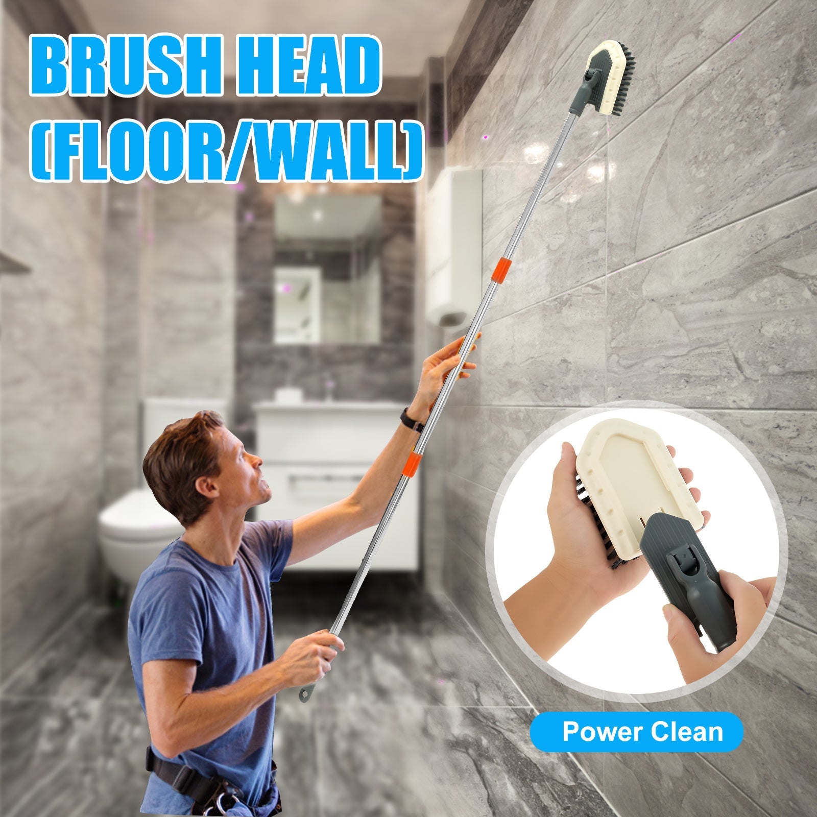 Wall Cleaner Mop with Extendable Handle and 360° Rotation, Includes Pads