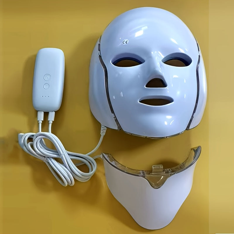 7-Color LED Facial and Neck Mask USB Rechargeable Adjustable Skincare Device