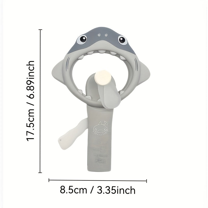 Cute Shark Handheld Fan Portable Mini Manual No Battery Required Pink Gray White Travel Party Gift