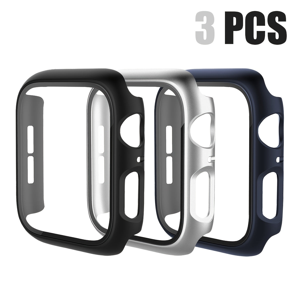 3pcs Apple Watch Cases for Men and Women Sports Leisure PC Hard Tempered Glass Screen Protector