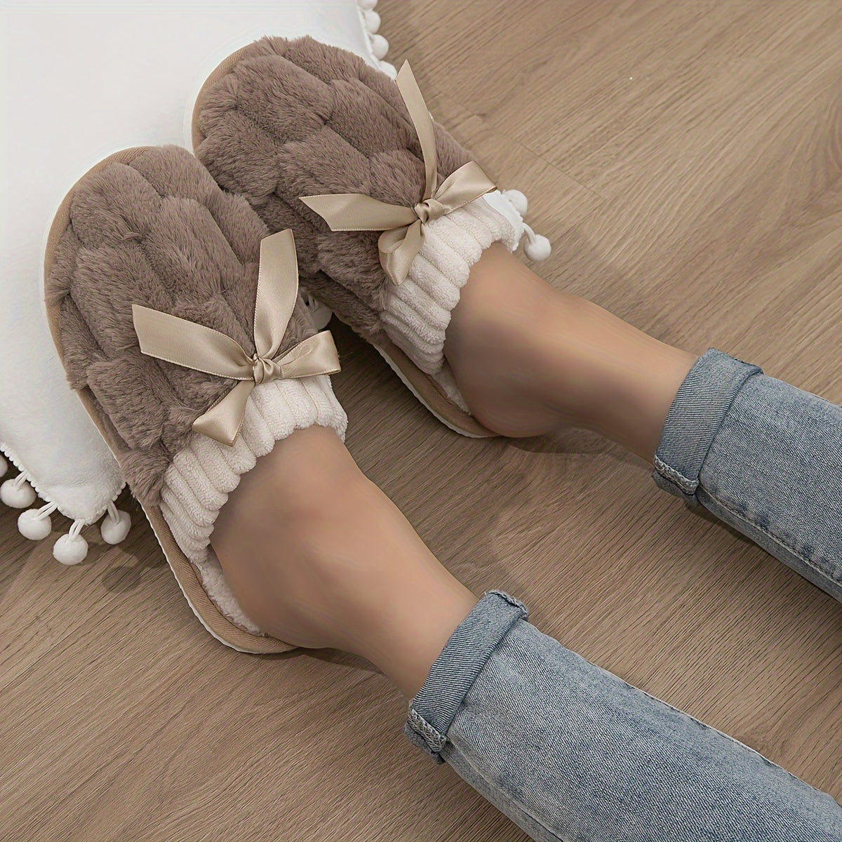 Women's Fuzzy Plush Indoor Slippers Warm Non-slip Cozy House Shoes