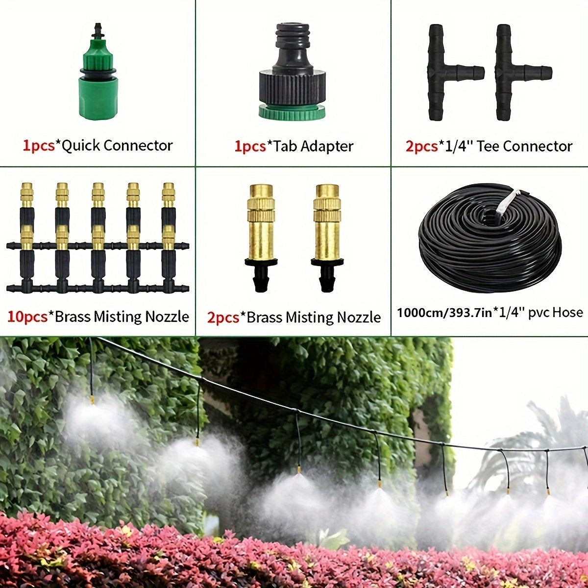 30М уличная система охлаждения туманом с регулируемыми медными распылителями для полива сада и увлажнения