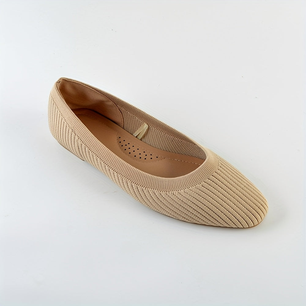 Women's Slip-On Ballet Flats Breathable Knit Black Lightweight Comfort