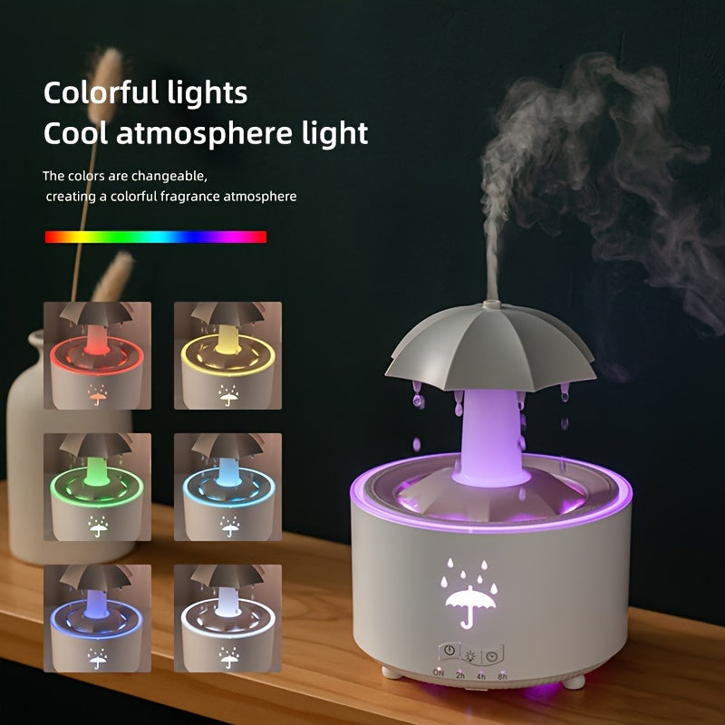 Rotating Raindrop Ultrasonic Humidifier with Colorful LED Night Light