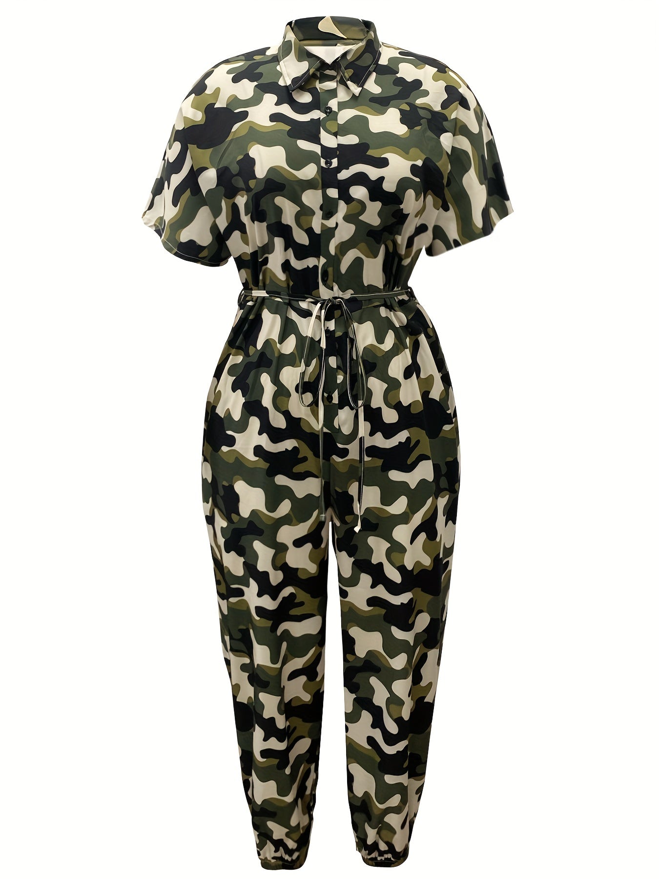 Women's Camo Print Jumpsuit Polyester Casual Loose Fit Parka