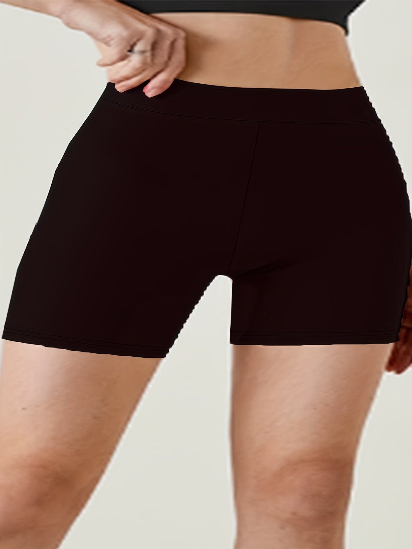 Women's High-Waisted Leggings Polyester Blend Non-See-Through Solid Black