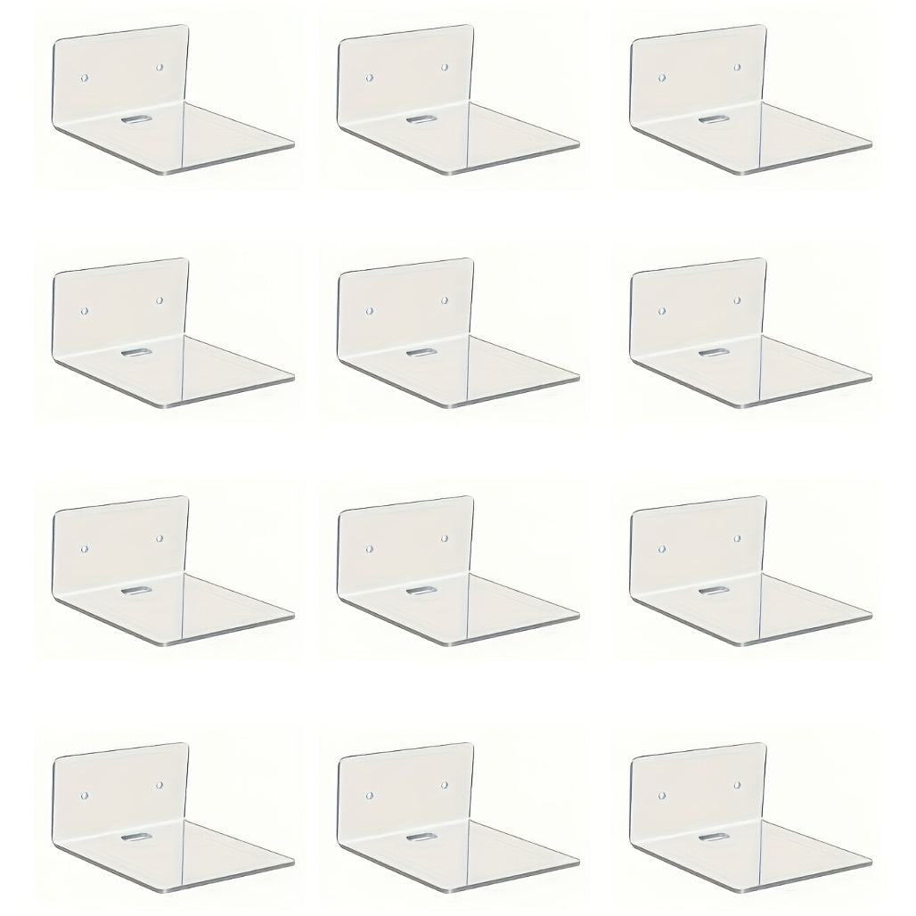 3 ta kichik akril suzuvchi javonlar to'plami, devorga osish uchun ideal, o'simliklar va o'yinchoqlar, rasm ko'rsatish uchun yopishtiruvchi bilan yotoqxona bezak javoni