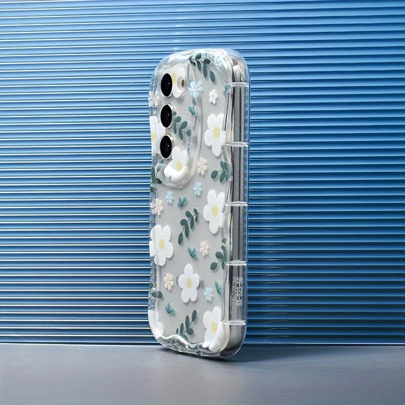 Mobile Phone Case with Flower Pattern for Samsung Galaxy A Series TPU Transparent Protective Cover