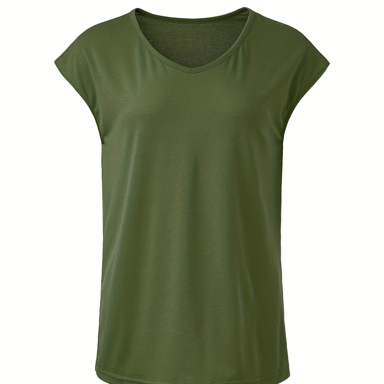 Plus Size Women's Light Blue V-Neck Short Sleeve Polyester Sports T-Shirt