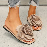 Women's Summer Flower Slip-ons Flat Bottom Slides Comfortable Casual