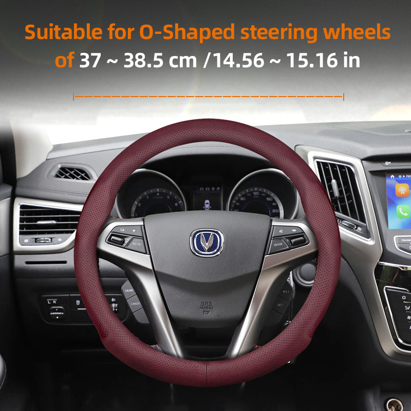 Universal Breathable PU Leather Steering Wheel Cover for Cars Black Burgundy Brown