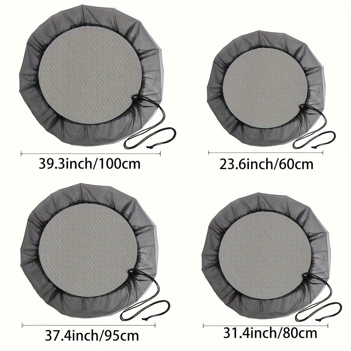 Мешковая крышка для дождевого бочка синяя, моющаяся, с вентиляционными отверстиями и шнурком
