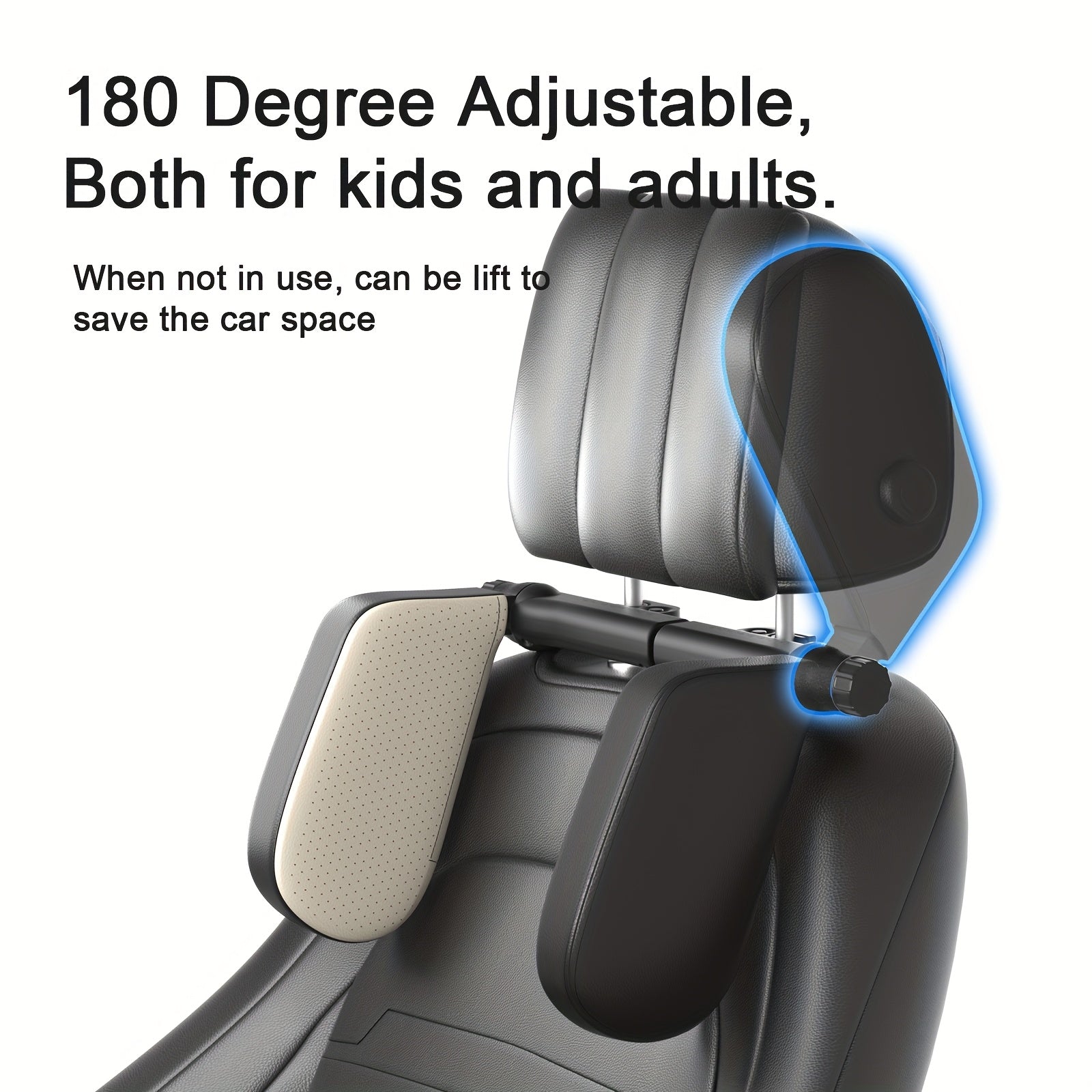 Car Headrest Pillow Memory Foam Faux Leather Neck Support Cushion for Kids Adults