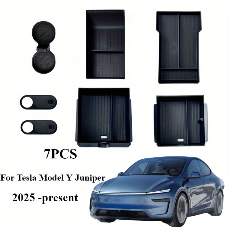 7Pcs Car Center Console Storage Box Organizer for Model Y Juniper 2025
