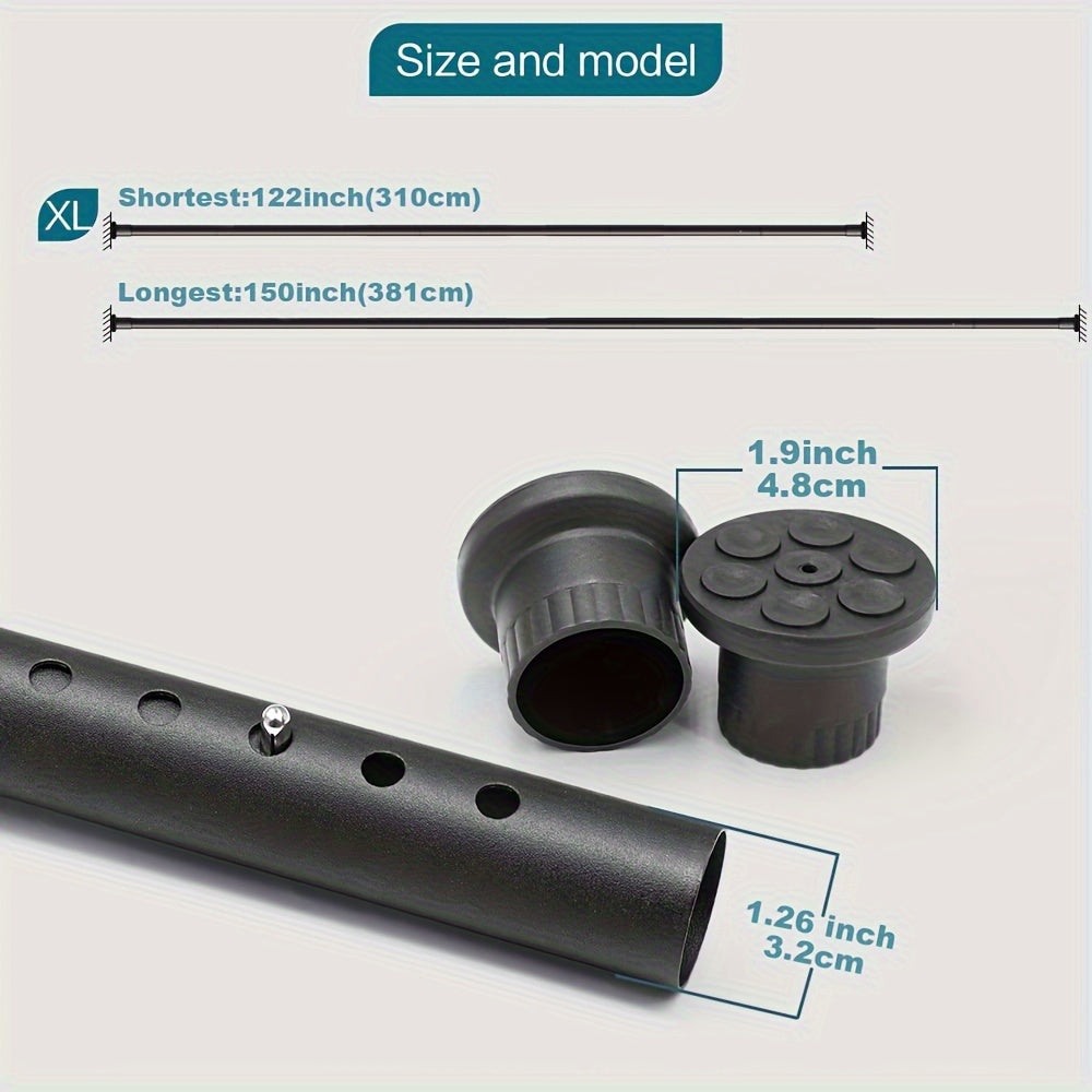 Adjustable Bathroom Partition Spring Rod Black White Brown No Drill Room Divider Shower Curtain